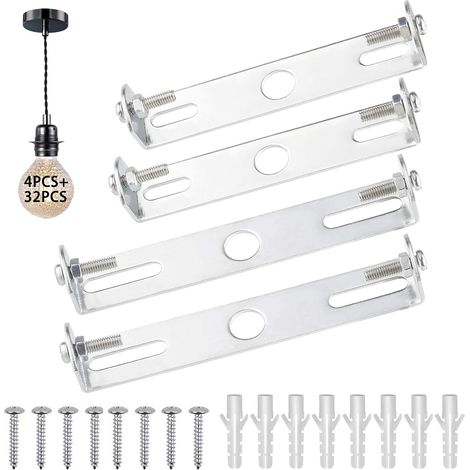 4 piezas Placa de Fijación para Lámpara y accesorios de iluminación de techo, 90/105mm, Acero inoxidable, Soporte con tornillos para oficina en casa (1/5)