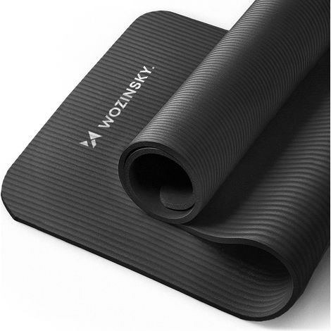 Tapis de gymnastique et de yoga Wozinsky noir, 181 x 63 x 0,9 cm d'épaisseur