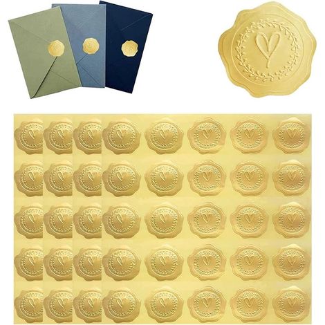 100pcsAutocollants de Sceaux d'Enveloppe de Coeur,Personnalisés Autocollants d'Invitations de Mariage Étiquettes de Sceaux de Relief Auto Adhésives pour des Faveurs Invitation,Stickers Mariage (1/5)