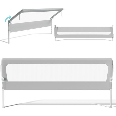 Randaco 200CM Barrière de Lit Pliable Bébé, Barrière de Protection pour Bord de Lit, Rail de Lit Protection Enfants Tissu Oxford Angle 0°-180° Gris