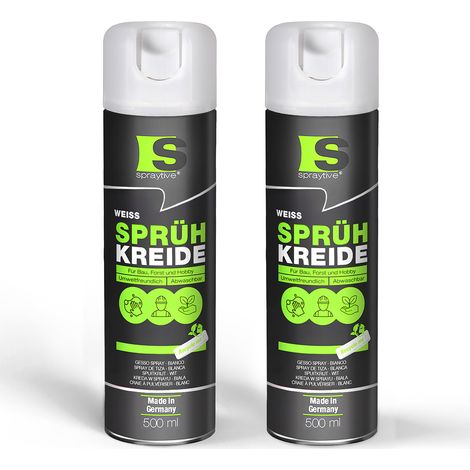 Spraytive 2x 500ml Sprühkreide weiß - Abwaschbare leuchtende Kreidefarbe, Outdoor Kreidespray, Bodenmarkierung, Temporäres Markierungsspray (1/5)