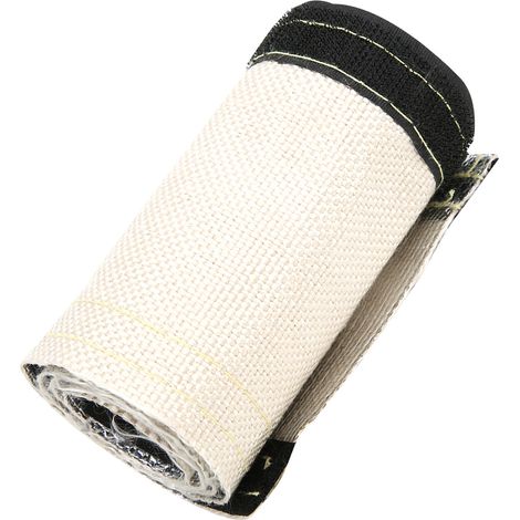 Isolierte Drahtschlauchabdeckung, grau-weiße Hitzeschutzhülle mit aluminisierter Außenschicht, 600 x 106 mm (1/5)