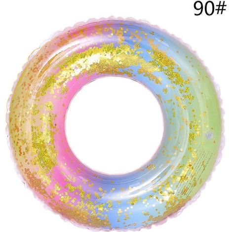 Bouée gonflable à imprimé arc-en-ciel, paillettes, transparente, pour adultes et enfants, pour la piscine et la plage, fêtes aquatiques estivales.-AquaForge (1/5)