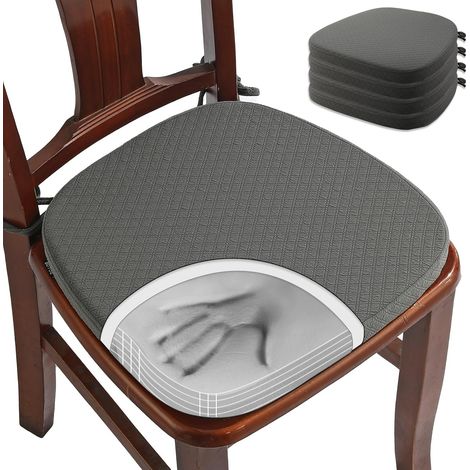 Lot de 4 Coussins de chaise, Mousse à mémoire, Forme U 40cm, Jacquard antidérapant, Salle à manger (1/5)