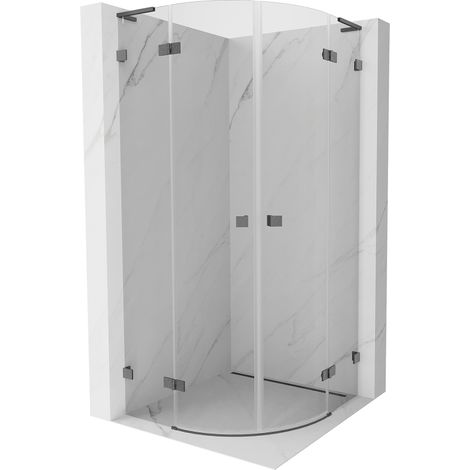 Mexen Lunar L cabine de douche quart de cercle pivotante 90 x 90 cm, transparent, gris canon brossé - 833L-090L-090P-66-00 (1/5)