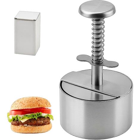 Moule à steaks hachés, appareil à steaks hachés en acier inoxydable, conçu pour produire des steaks d'épaisseur uniforme et facile à nettoyer. (1/5)
