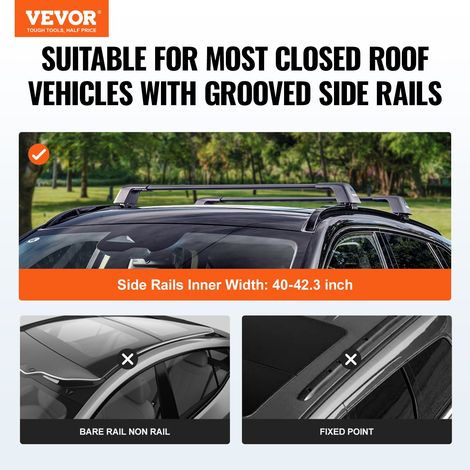 Barre transversale de toit universelle, 120,8 cm max., barre supérieure de voiture en aluminium, pour rails latéraux rainurés sans… (1/5)