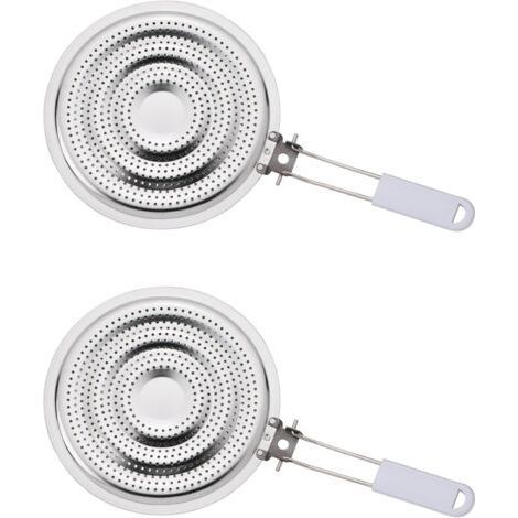 Réducteur de diffuseur de chaleur de cuisine, pare-flamme avec poignée amovible, acier inoxydable, lot de 2 (1/5)