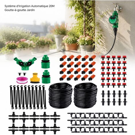 Sistema di irrigazione automatico Toivize 20M - Irrigazione a goccia per giardino - Kit per annaffiare le piante con ugello regolabile e timer (1/4)