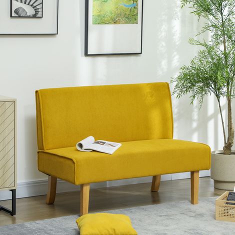 REDOM Canapé 2 places 62x110x85cm Confort remarquable polyester couleur Jaune (1/5)