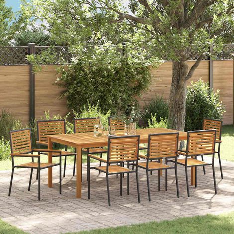 Ensemble de salle à manger pour jardin 9 pcs-Salon de jardin Noir 329152 (1/5)