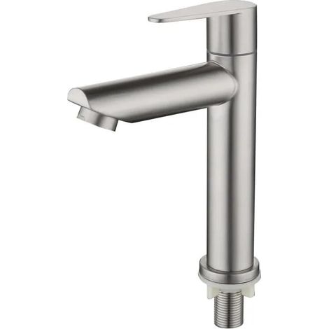 Mitigeur de lavabo, inox, surélevé, pour vasque et toilettes (1/4)
