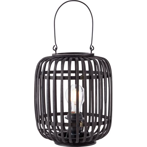 BRILLIANT lampe, lampe de table Woodrow 27cm bois foncé / noir, métal / bambou, 1x A60, E27, 60W, lampes normales (non incluses), A ++ (1/5)