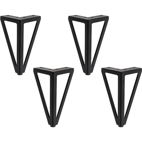 4 Packs Pieds de Meubles, Pieds de Table en Métal, 15cm Noir Pieds de Meuble, pour Table TV, Pied de Table Basse, Armoire, Canapé lit et Autres. (15cm, Black), Ensoleillé
