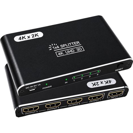 HDMI Splitter 1 Entree 4 Sorties - Répartiteur HDMI 4k Compatible HDCP 4K 3D UHD 1080P HDTV pour lecteurs DVD Consoles de Jeux appareils de Streaming (1/5)