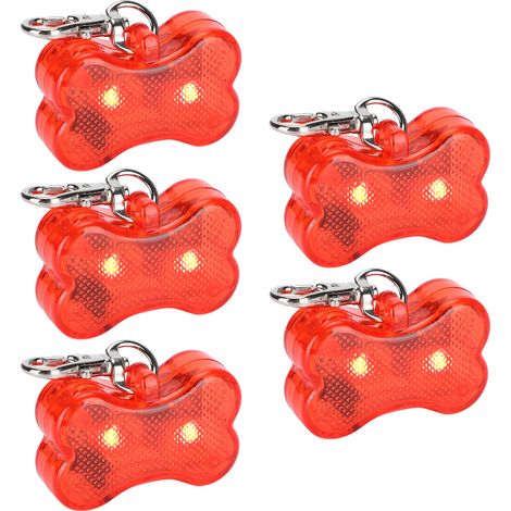 Lot de 5 lampes lumineuses en forme d'os pour colliers pour animaux de compagnie, étanches. (1/5)