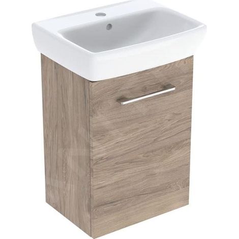 Geberit Selnova Square - Meuble avec lavabo, 45 x 65 x 32 cm, 1 porte, G/D, noix de hickory 502.748.00.1 (1/2)