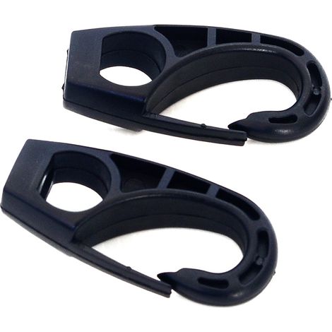 Ganci a moschettone in nylon nero ricambio per elastici Ø 8 mm. 2 pz.