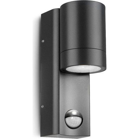 Applique Murale Cylindrique Noir Détecteur IR GU10 x 1 Miidex Lighting® (1/5)