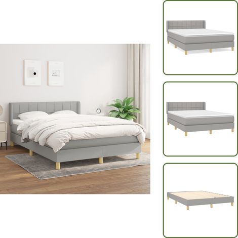 Boxspringbett mit Matratze Hellgrau 140x200 cm Stoff - Boxspringbett - Doppelbett - Bettenrahmen - Lattenrost - Matratze (1/5)
