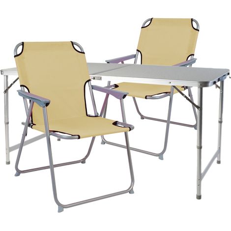 3-teiliges Campingmöbel Set 120x60x58/70cm Beige-DMC330872+2xDPO2600B (1/3)