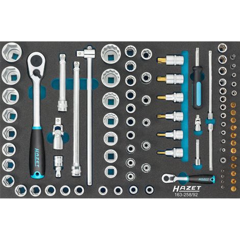 Jeu de clés à douilles 163-258/92 I Jeu de 92 pièces I Pour profil TORX intérieur et extérieur I Système de rangement parfait I Pour une multitude d'applications