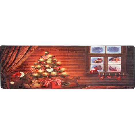 Jeffergarden Tapis de sol antidérapant en forme d'arbre de nol, décoration pour la maison, entrée, salle de bain, cuisine-DOU