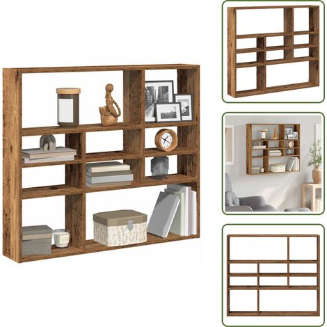 The Living Store Wandregal Altholz-Optik 90x16x78 cm Holzwerkstoff - Altholz Optik (1/5)