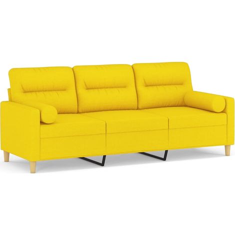 Maison Exclusive - Divano a 3 Posti con Cuscini Giallo Chiaro 180 cm in Tessuto
