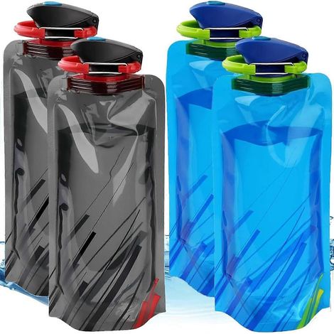 Gourde souple Vapur à large ouverture, pliable et anti-fuite, avec mousqueton amovible 680 ml Eau Lot de 2 (1/5)