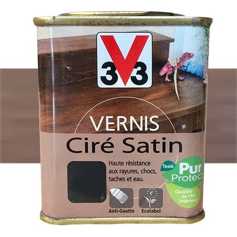 V33 Vernis Meubles et Boiseries Gris Patiné Ciré Satin 0,5 L (1/2)