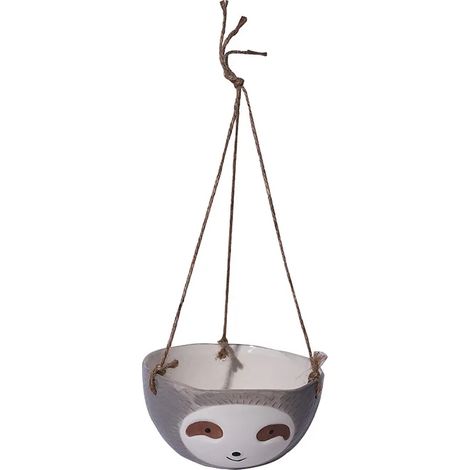 Pot suspendu en céramique grise, pot pour plante grasse, décoration de jardin (1/5)
