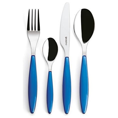 Guzzini - Feeling, Set 24 Posate Colorate - Blu Mediterraneo, 15,8 x 7,5 x h25,5 cm - 23000076 (1/4)