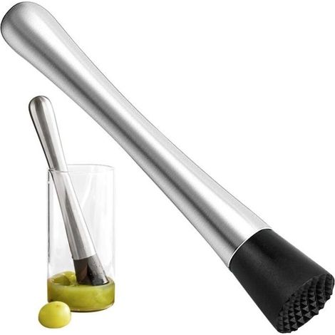 21cm Stainless Steel Cocktail Muddler with Grooved Nylon Head and Fruit Mixer (1/5)