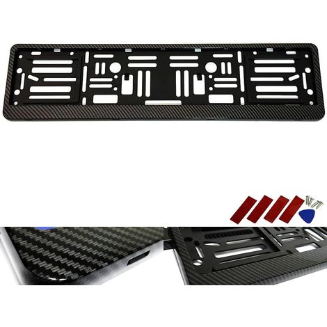 Support de Plaque d'immatriculation Noir en Fibre de Carbone hydrographique pour Voiture F EU (1/5)