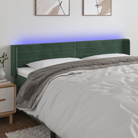 LED Kopfteil Dunkelgrün 203x16x78/88 cm Samt vidaXL (1/5)