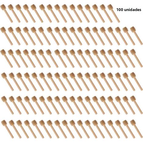 (100 pièces) Bâtonnets à miel de haute qualité, manche en bois, 100 bâtonnets par paquet, cuillère à long manche (1/5)