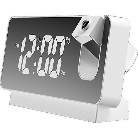 Réveil projecteur pour chambre, radio-réveil numérique avec variateur et ports de chargement USB, 180 R (1/4)