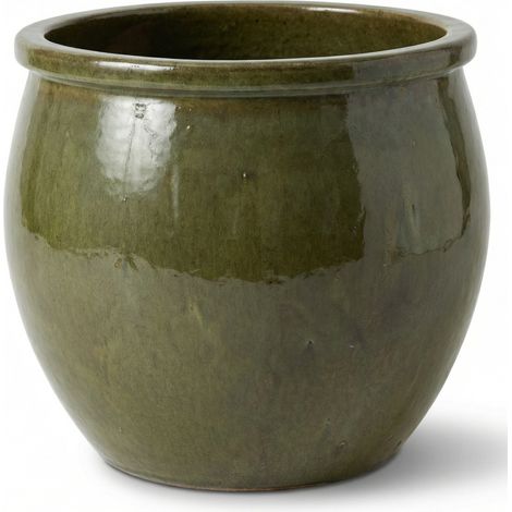 Provencelia Blumentopf Newton Ø21 cm Höhe 23 cm frostbeständig, keramisch, handgefertigt, Tropengrün (1/4)