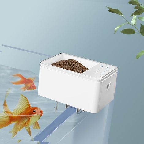 Distributeur automatique de nourriture pour poissons intelligent avec minuteur, alimentation par piles, capacité de 70 ml. (1/5)