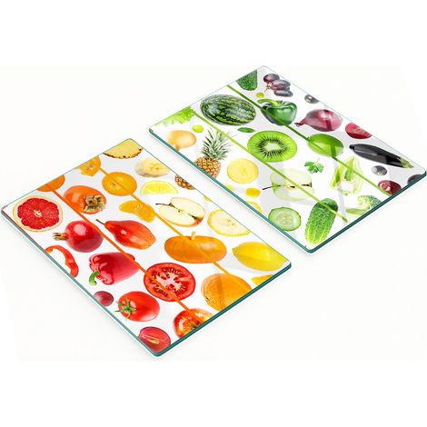 Küchenschneidebretter aus Glas mit Obst- und Gemüsemotiven, 2 x 40 x 52 cm (1/5)