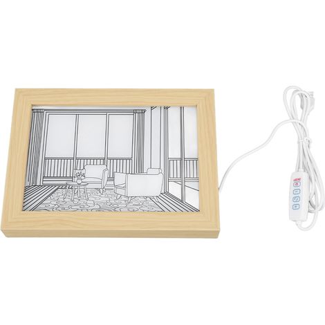 Tableau lumineux décoratif à 3 modes d'éclairage LED, décoration murale pour salon, dimensions : 32 x 23 x 3 cm (12,6 x 9,1 x 1,2 pouces). (1/5)