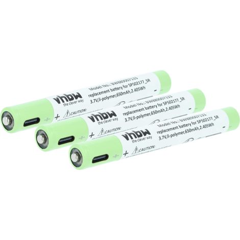 vhbw 3x batteria sostituisce Ledlenser SP502177SR per torcia, lampada da elmetto (650mAh, 3,7V, Li-Poly)