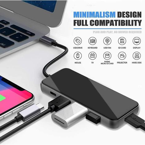 USB-C-Hub – 7-in-1-USB-C-Adapter mit 4K-HDMI-Ausgang, 3 USB-3.0-Anschlüssen und SD-/Micro-SD-Kartenleser (1/4)