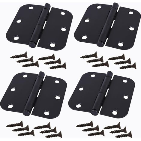 Lot de 4 3,5 Pouces Heavy Duty Hangar Porte Charnières Porte Sangle Charnières Fer Forgé Noir Quincaillerie pour Hangar en Bois Grange Porte Clôture Porte Swing Cour Porte (1/4)