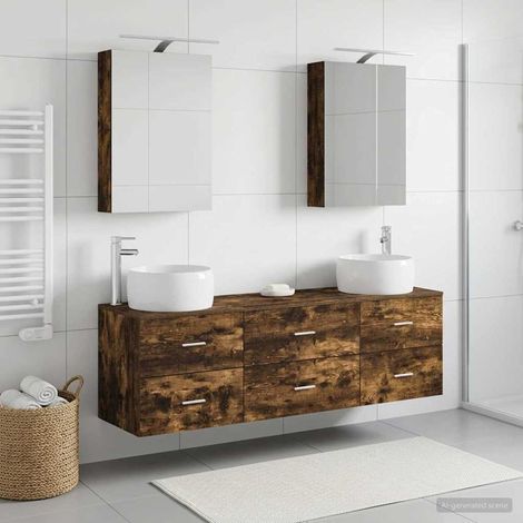 vidaXL Bathroom Furniture Set 5 pcs Smoked Oak (1/5)