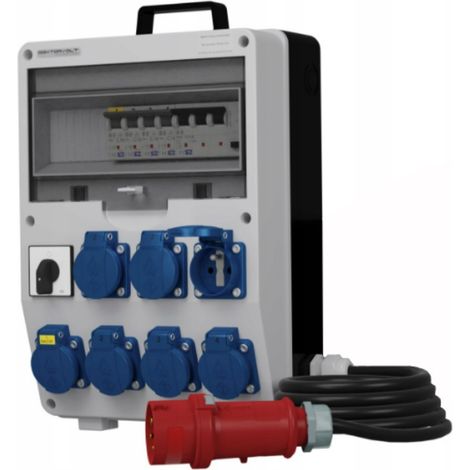 Tableau électrique de chantier avec câble et connecteur TD-S/FI SKH 7x230 V Doktorvolt DV-0427-F (1/4)
