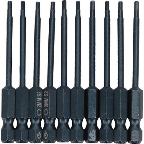 10-teiliges Set elektrischer Schraubendreherbits mit Sechskant-Steckschlüssel, S2-Legierungsstahl, 6,3 mm Durchmesser, 65 mm Länge, Handwerkzeug, Hardware