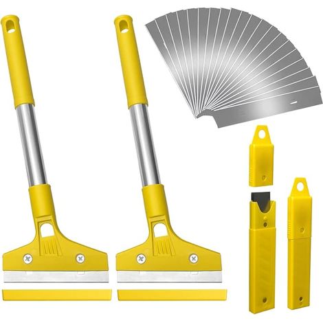 2 Pack Wallpaper Stripper with 20 Blades, Wallpaper Scraper with Rubber Handle, 32cm Scraper with Protective Cover for Wall Painting, Floor Tiles (1/5)