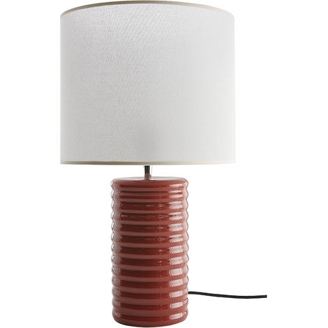 Lampada da tavolo in ceramica smaltata terracotta e paralume écru H53 cm BERRO
